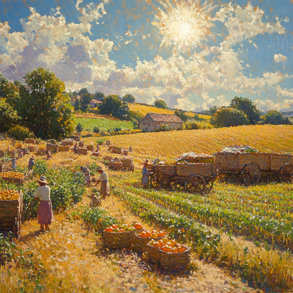Camille Pissarro Inspired Village Harvest Paint by numbers art