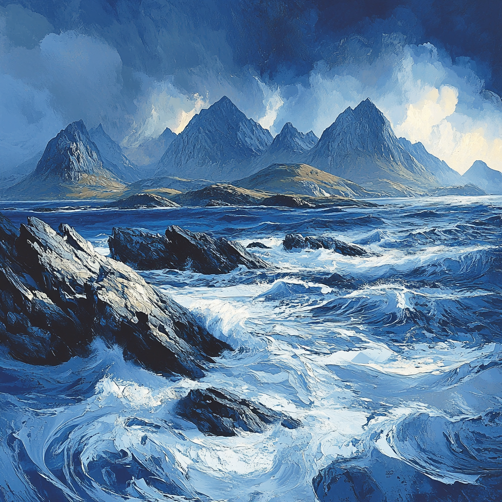 Michelangelo Inspired Storm-Scattered Isles paint by color