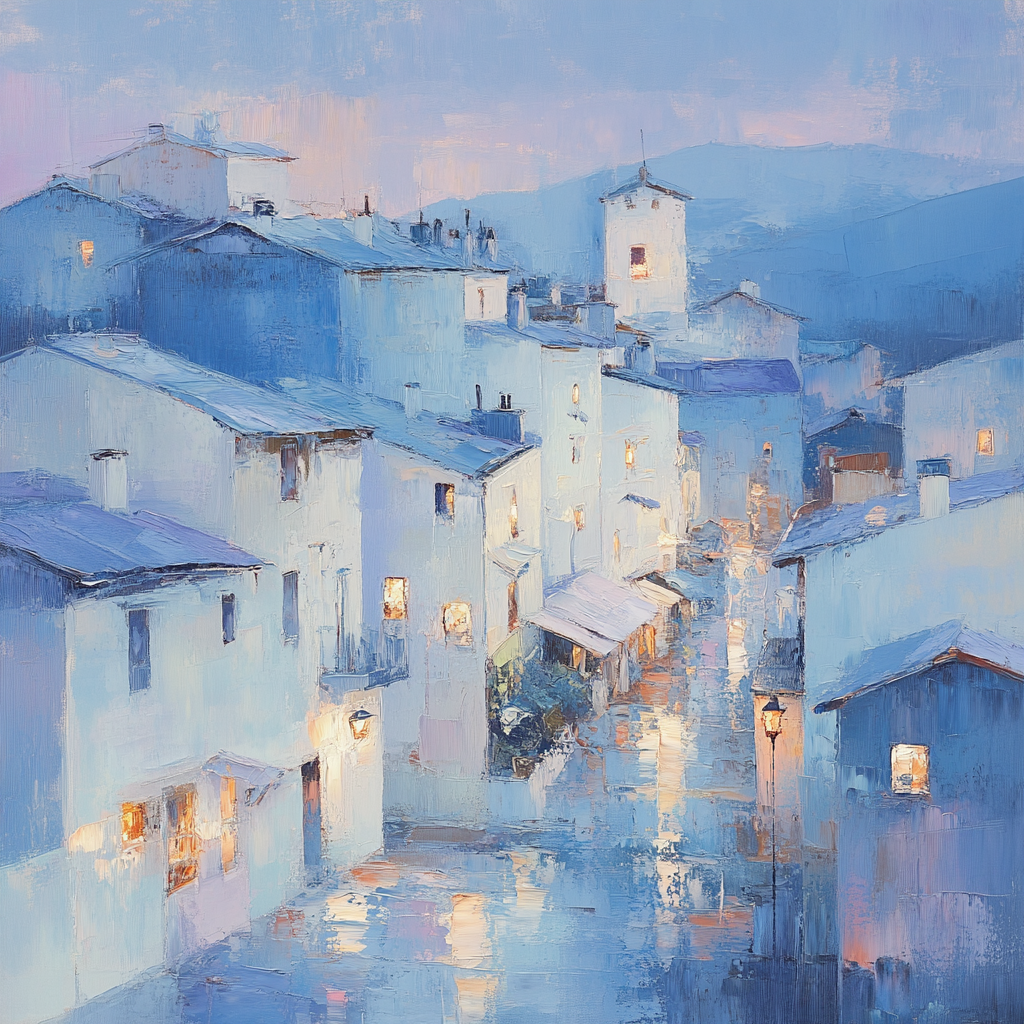 Edgar Degas Inspired Silver Rain Over City Rooftops DIY paint by numbers