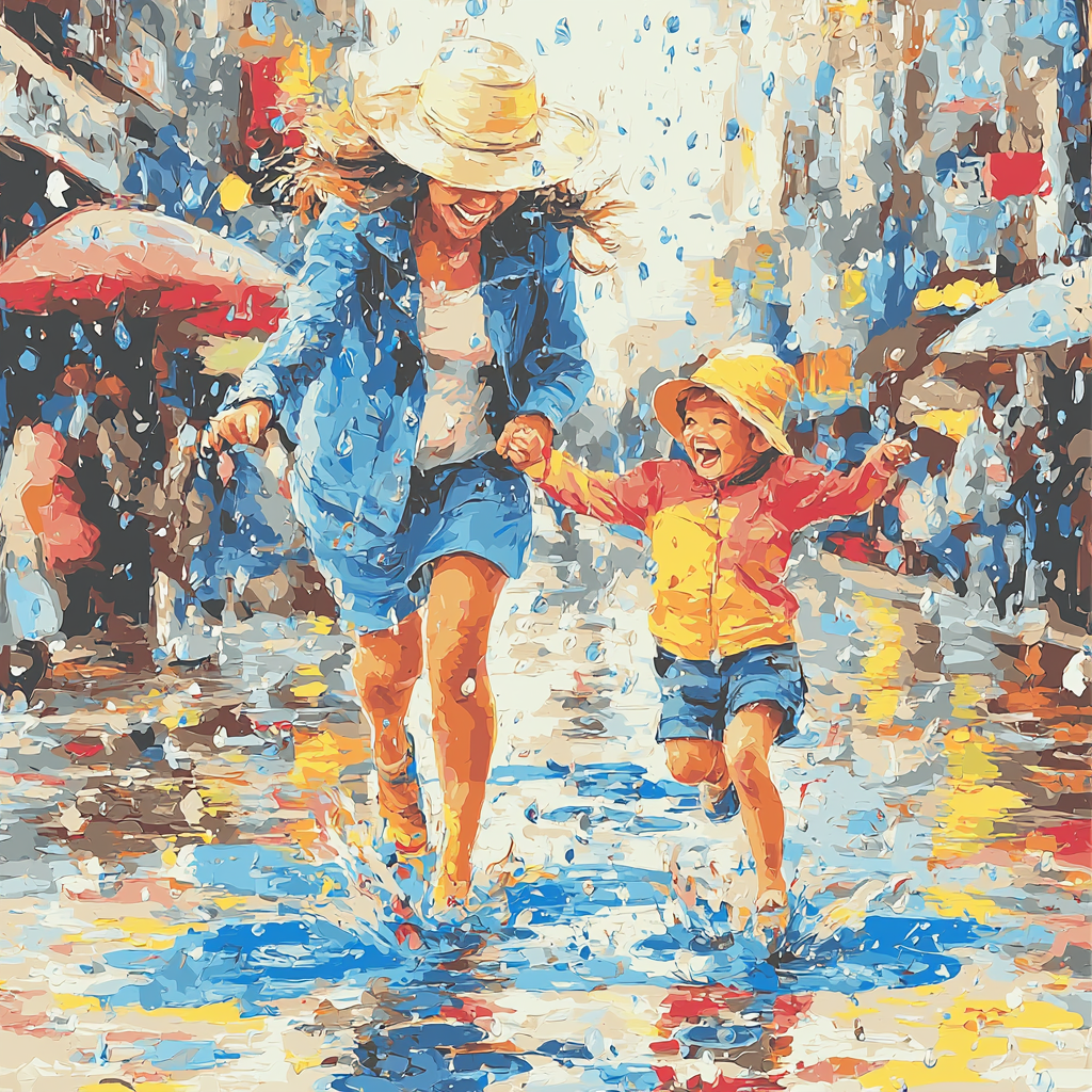 Dancing In The Rain With Mom Painting Number Kit