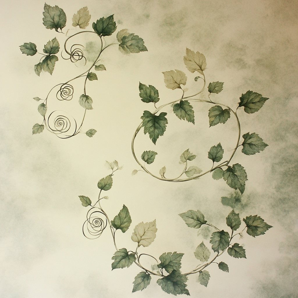 Leonardo Da Vinci Inspired Botanical Spiral Vines painting number kit