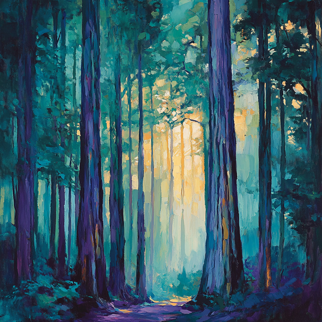 Emily Carr Inspired Cathedral Grove Of Cedars paint by color