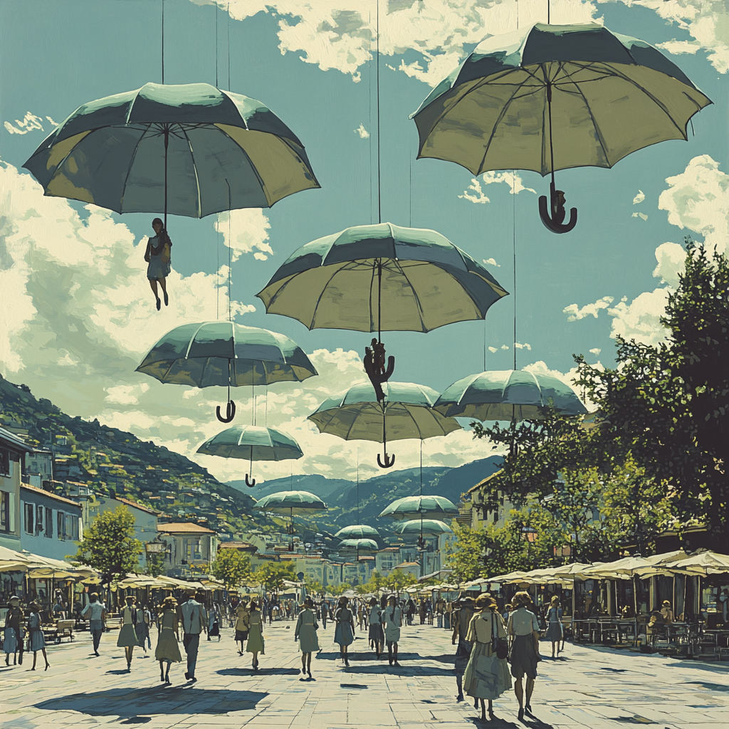 Rene Magritte Inspired Umbrella Planet painting number kit