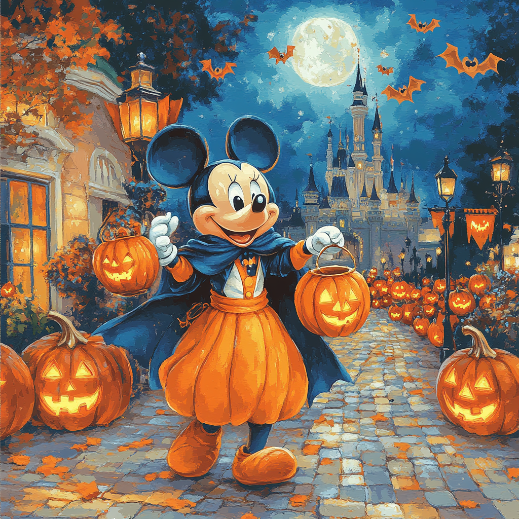 Midnight Pumpkin Parade With Mickey DIY paint by numbers
