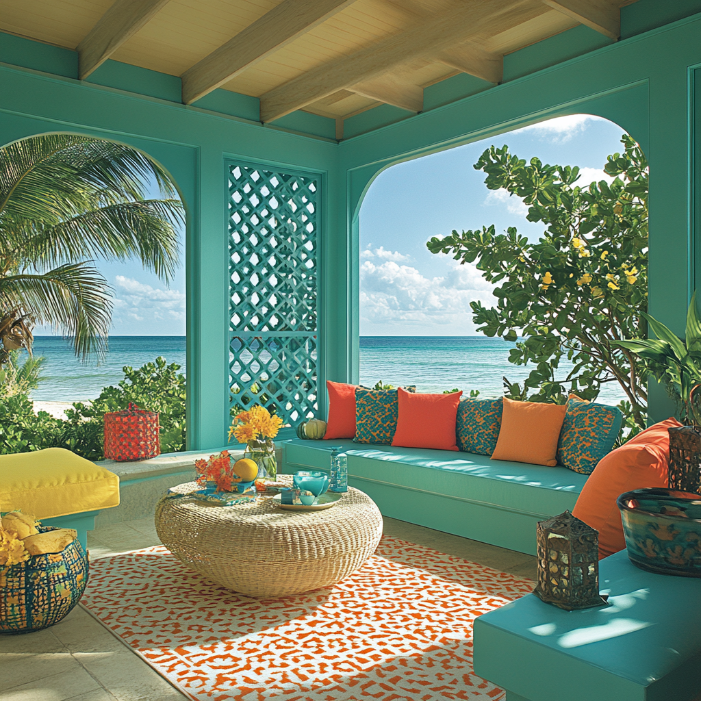 Matisse Inspired Coastal Holiday Window paint by color