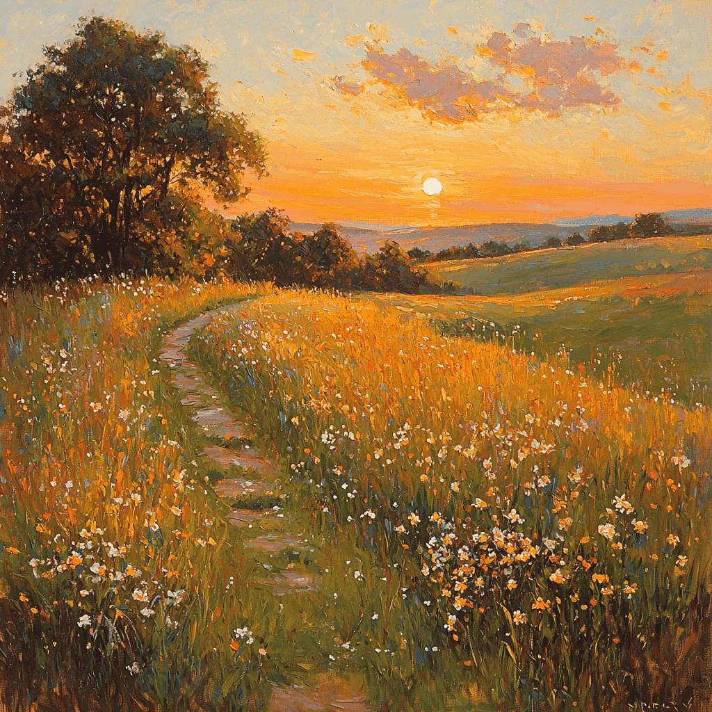 Claude Monet Inspired Golden Meadow At Sunset DIY Paint By Numbers