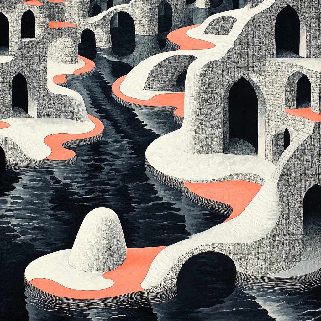 M.C. Escher Inspired Paradoxical Archipelago DIY paint by numbers