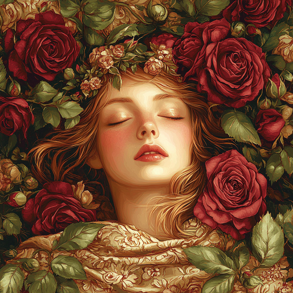 Dante Gabriel Rossetti Inspired Rose Alchemy Number painting