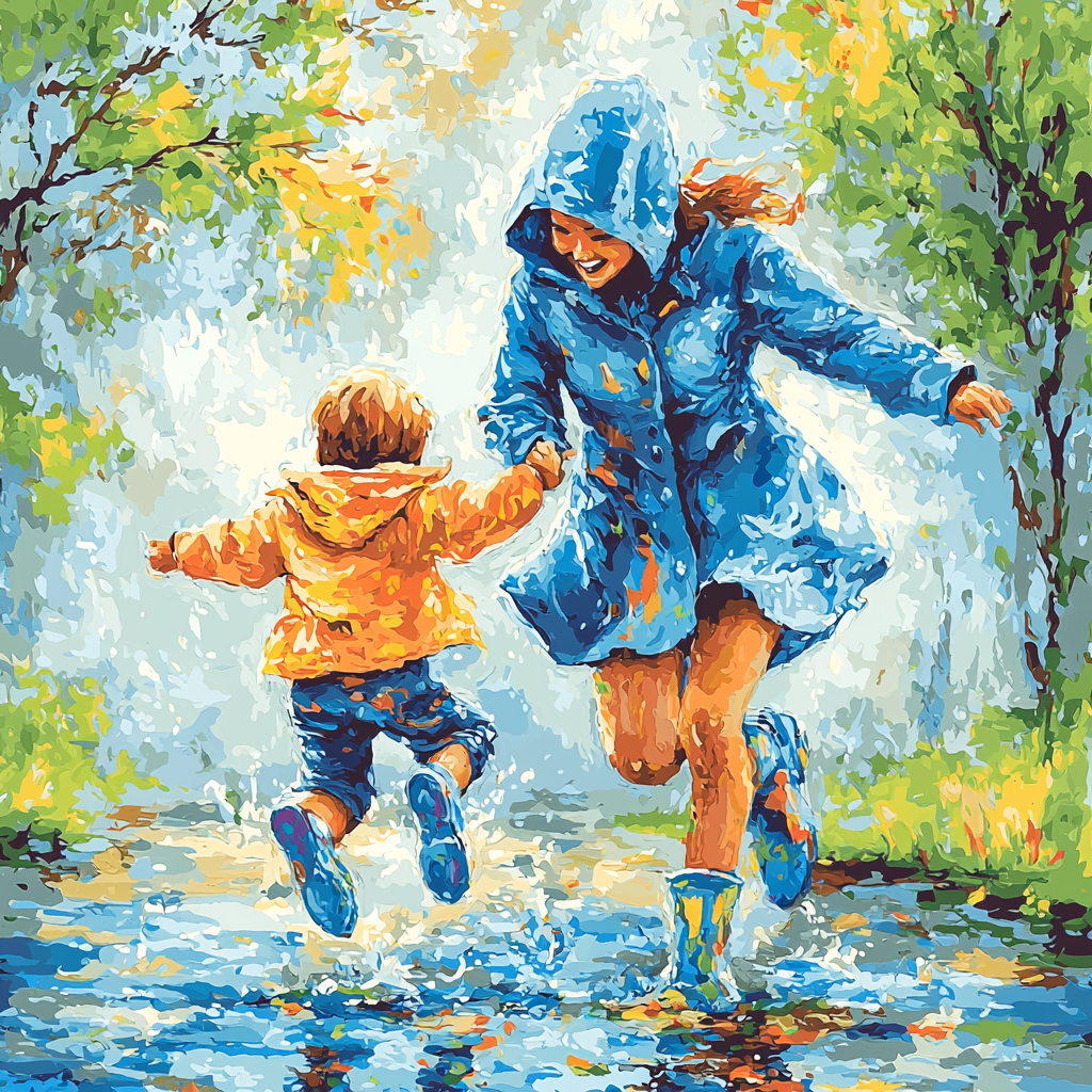 Together In The Rain Number Painting