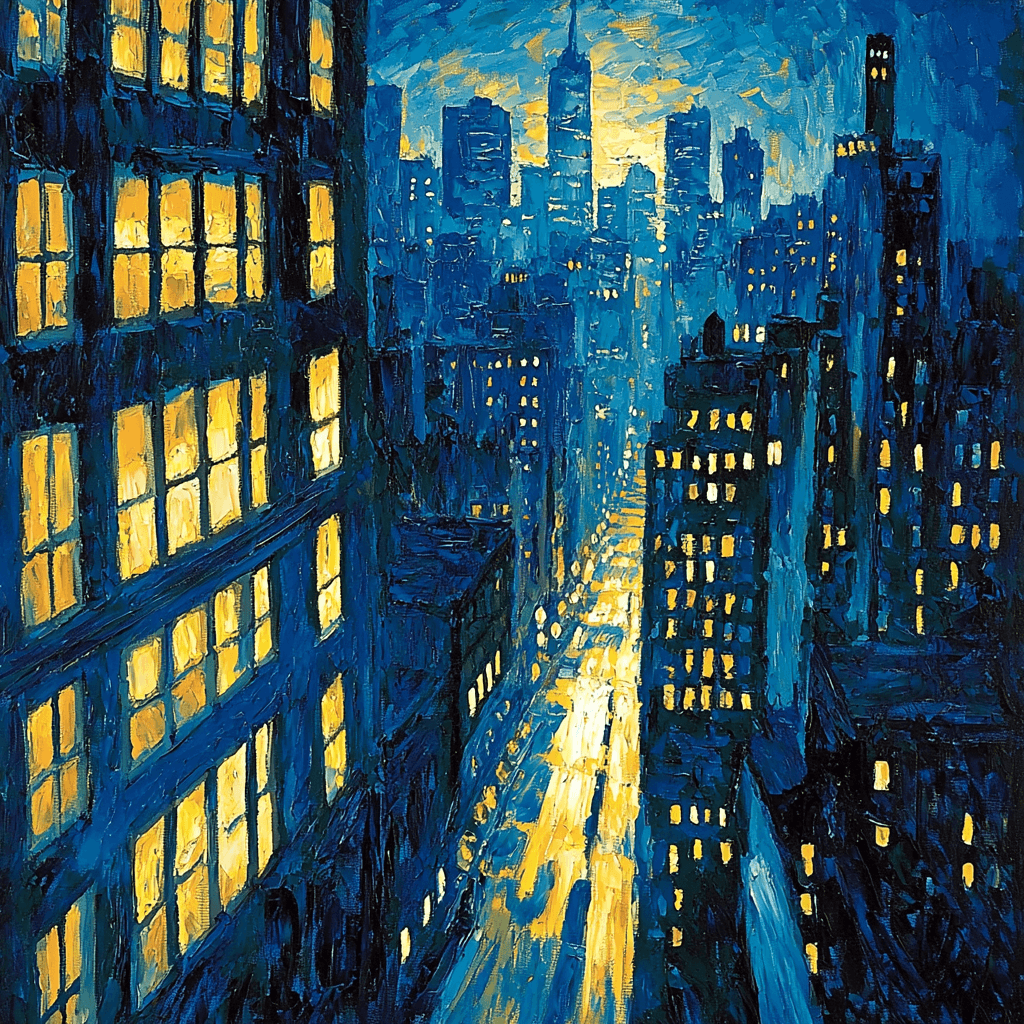 Edward Hopper Inspired Cascading City Lights Paint By Color