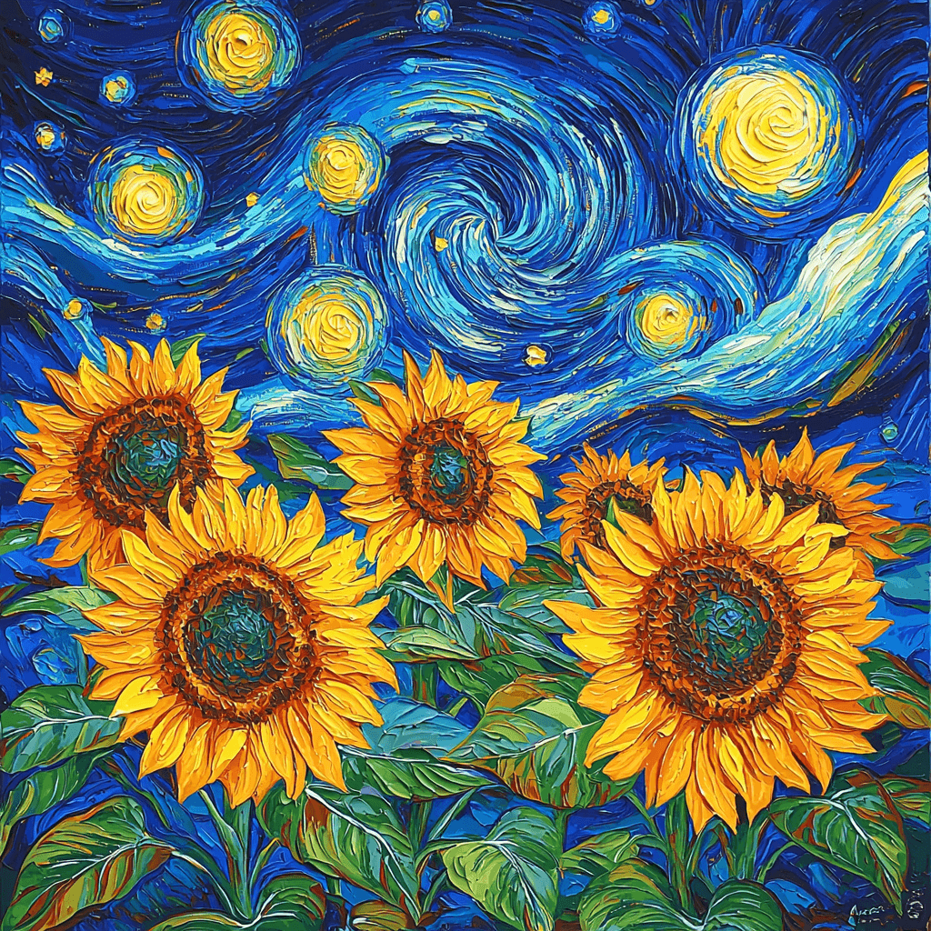 Vincent Van Gogh Inspired Luminous Solar Blooms Paint By Number