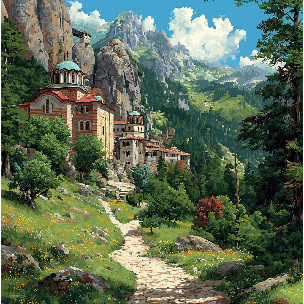 Rila Monastery Hiking Trails Paint By Numbers Art