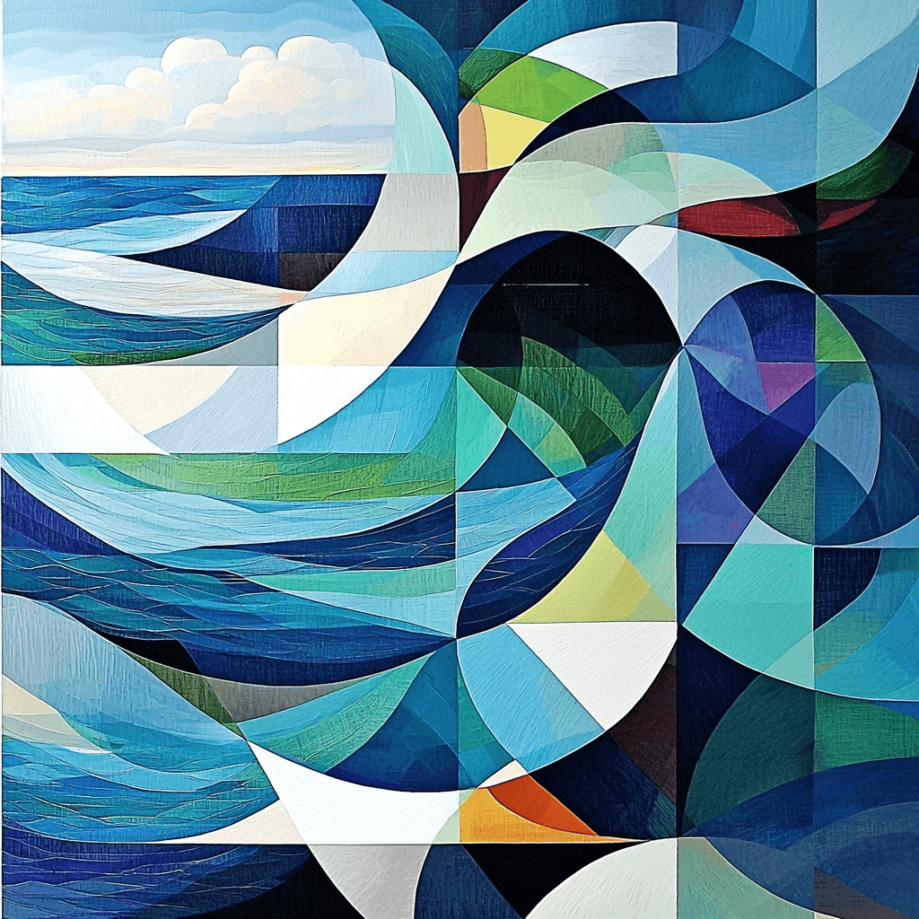 Pablo Picasso Inspired Cubist Ocean Waves Paint By Numbers Art