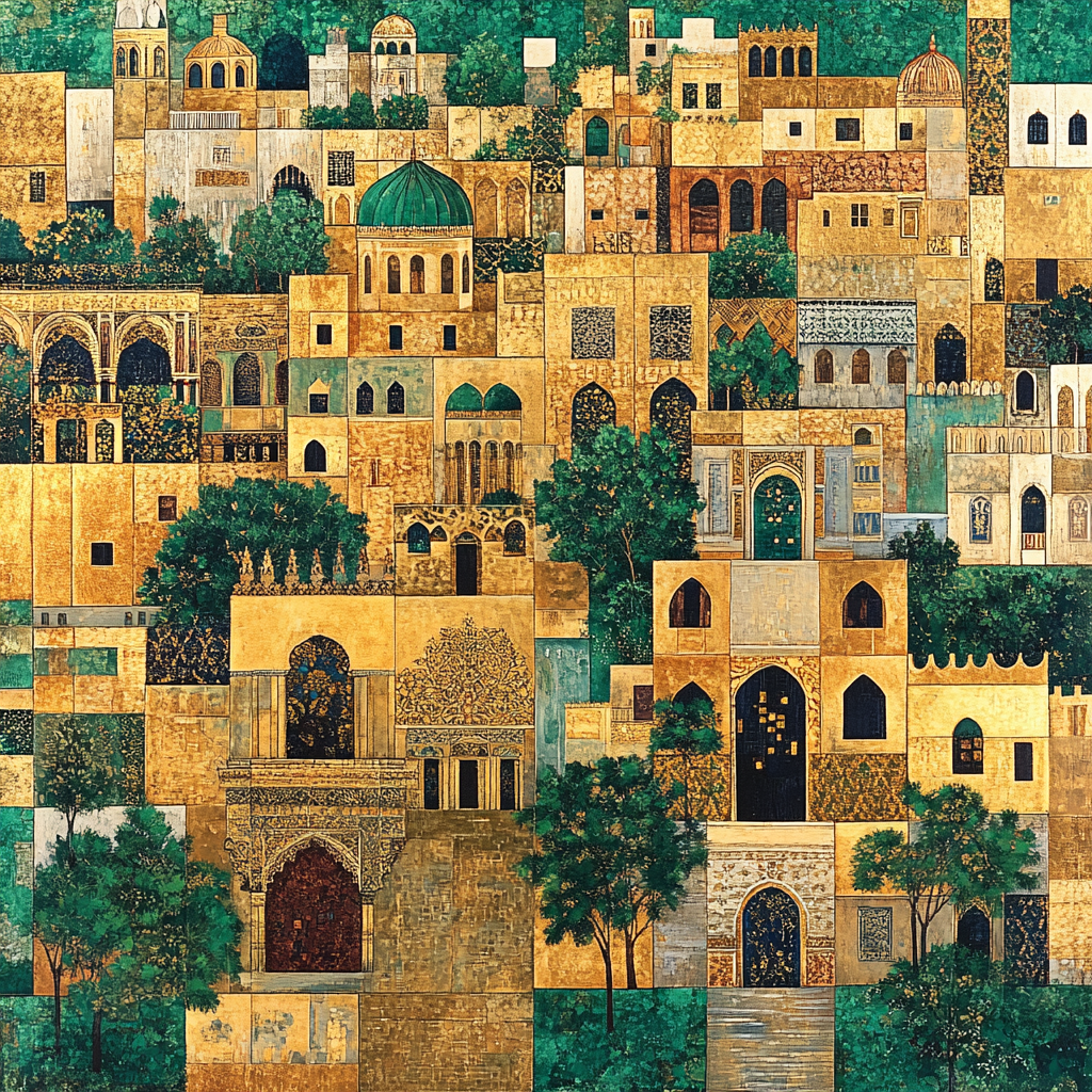 Gustav Klimt Inspired Golden Cityscape paint by numbers
