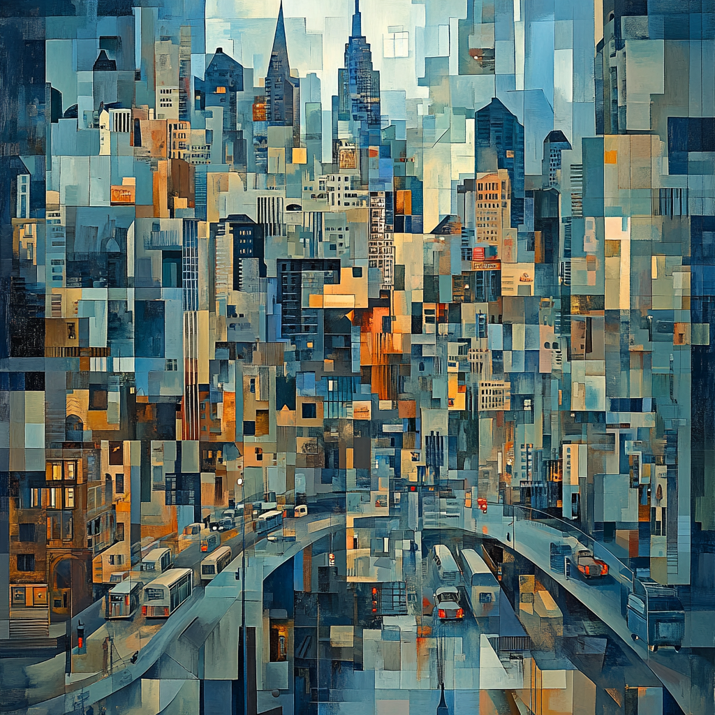Picasso Inspired Geometric Cityscape DIY paint by numbers