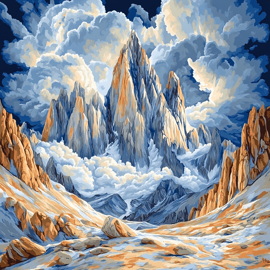 Michelangelo Inspired Majestic Mountain Landscape DIY paint by numbers
