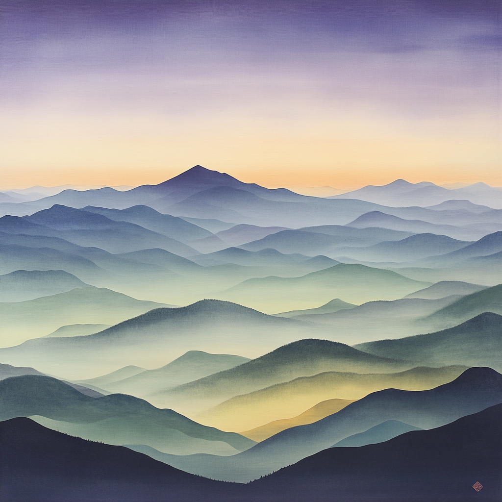 Hiroshige Inspired Twilight Mountain Serenity painting number kit