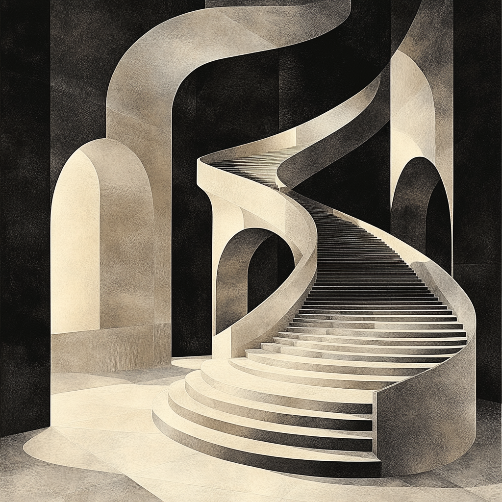 M.C. Escher Inspired Infinite Staircase Realm DIY paint by numbers