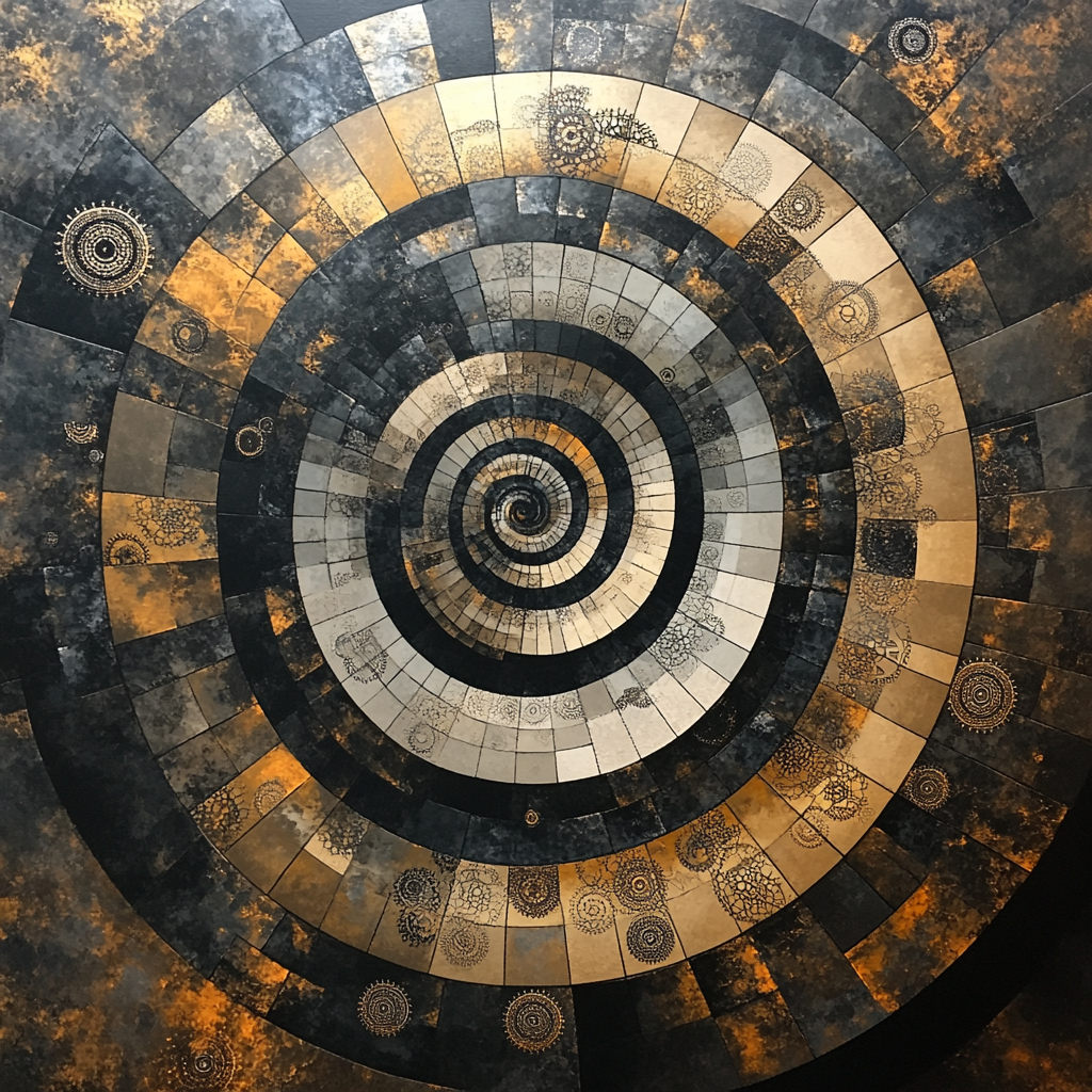 M.C. Escher Inspired Entropy Clockwork Spiral paint by color