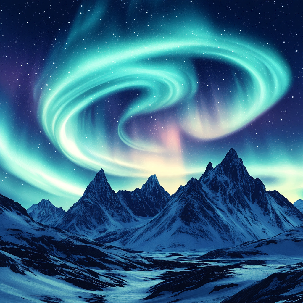 Lawren Harris Inspired Radiant Aurora Above Simplified Mountains Paint by numbers kits