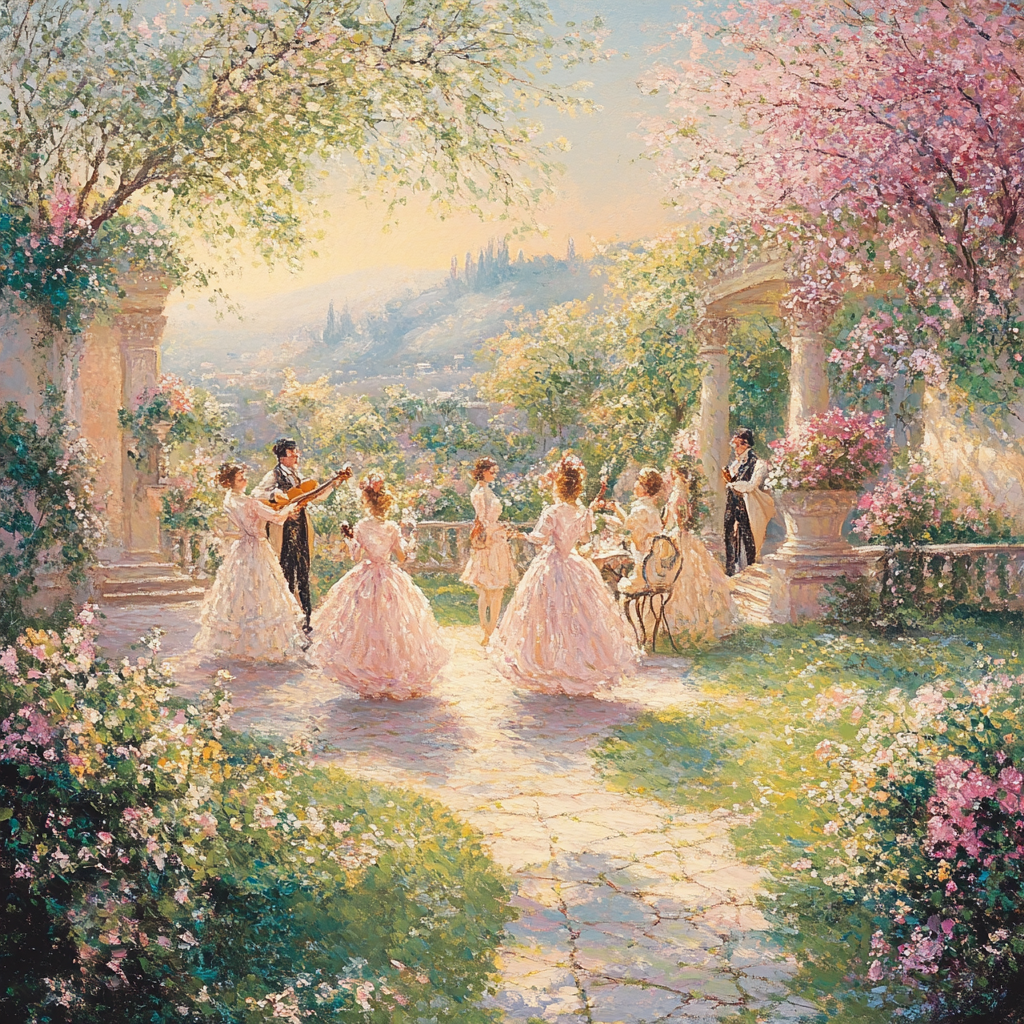 Antoine Watteau Inspired Festival In A Garden paint by numbers