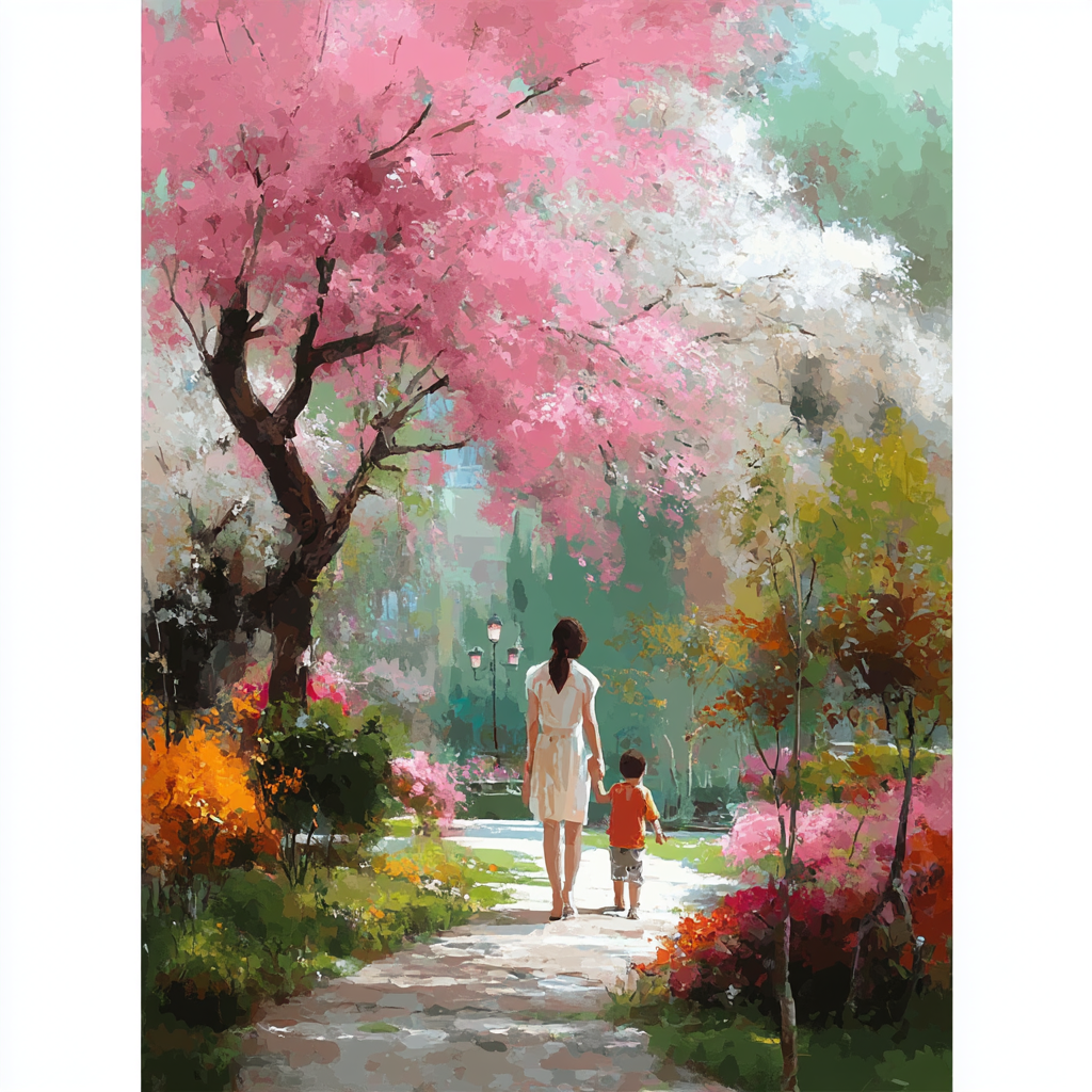 A Walk Through The Blossoms Number Painting