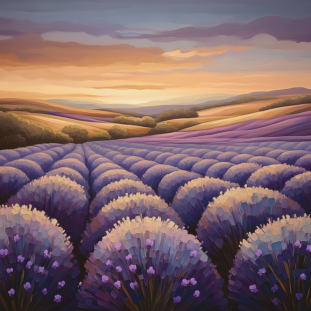 Edgar Degas Inspired Evening Glow Over Lavender Fields paint by numbers