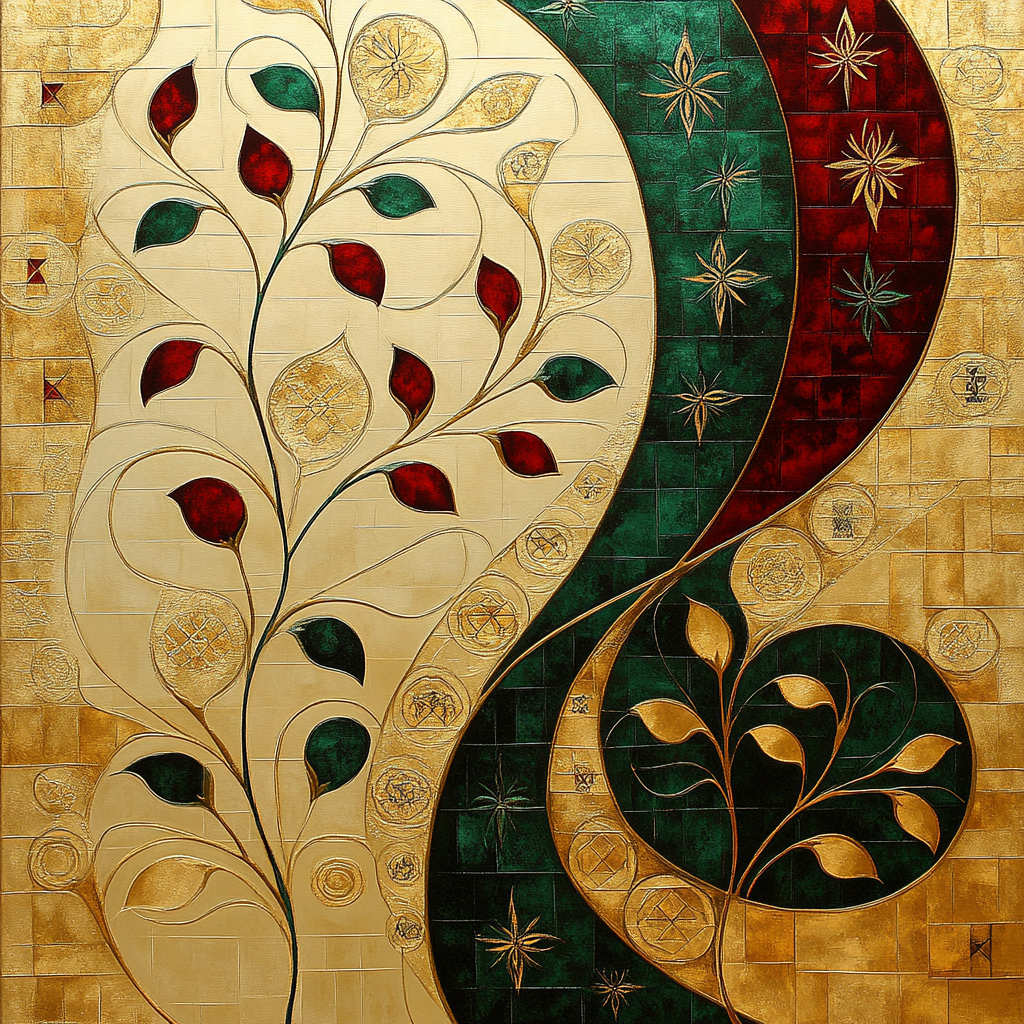 Gustav Klimt Inspired Golden Botanical Symphony paint by number