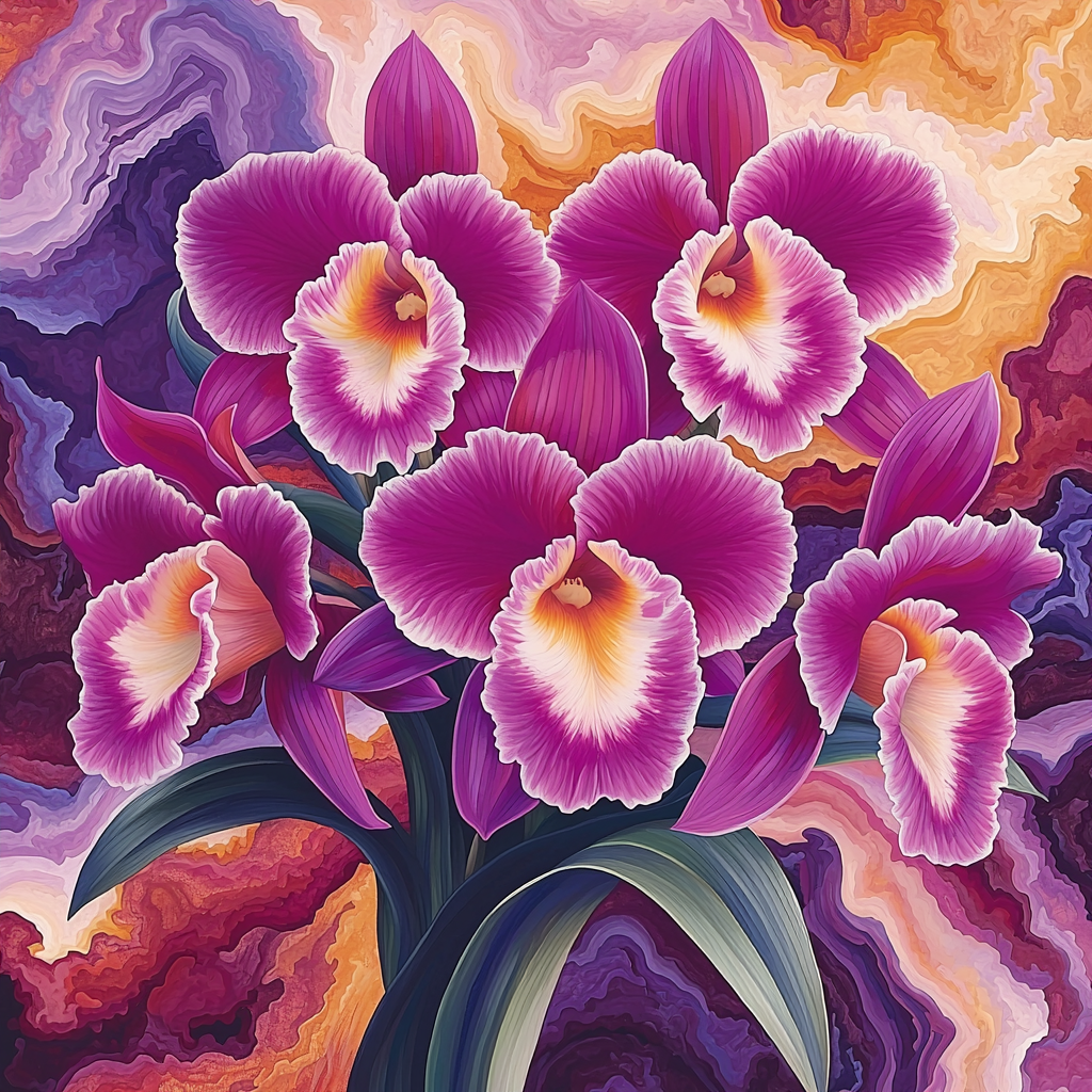 Georgia O'Keeffe Inspired Elegant Orchids Paint By Numbers Art