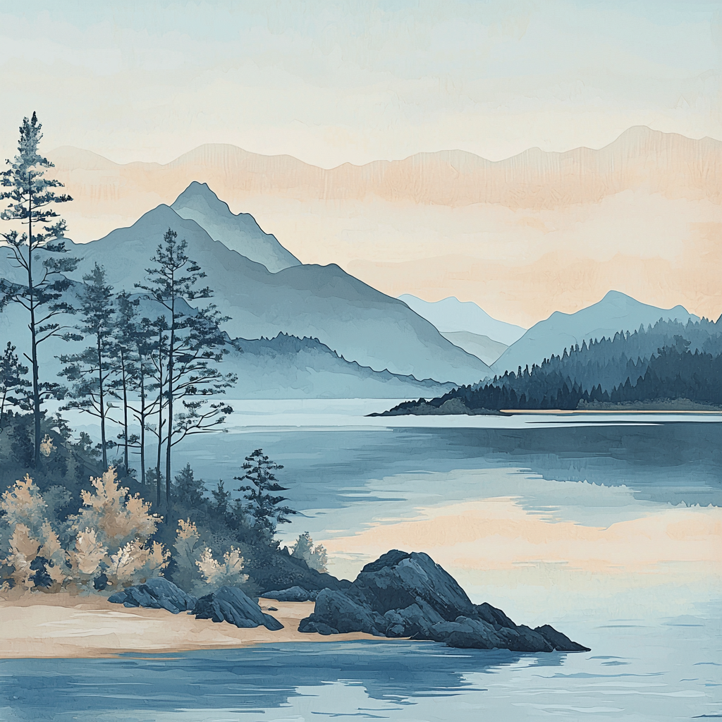 Zhao Mengfu Inspired Tranquil Shorelines Paint By Numbers
