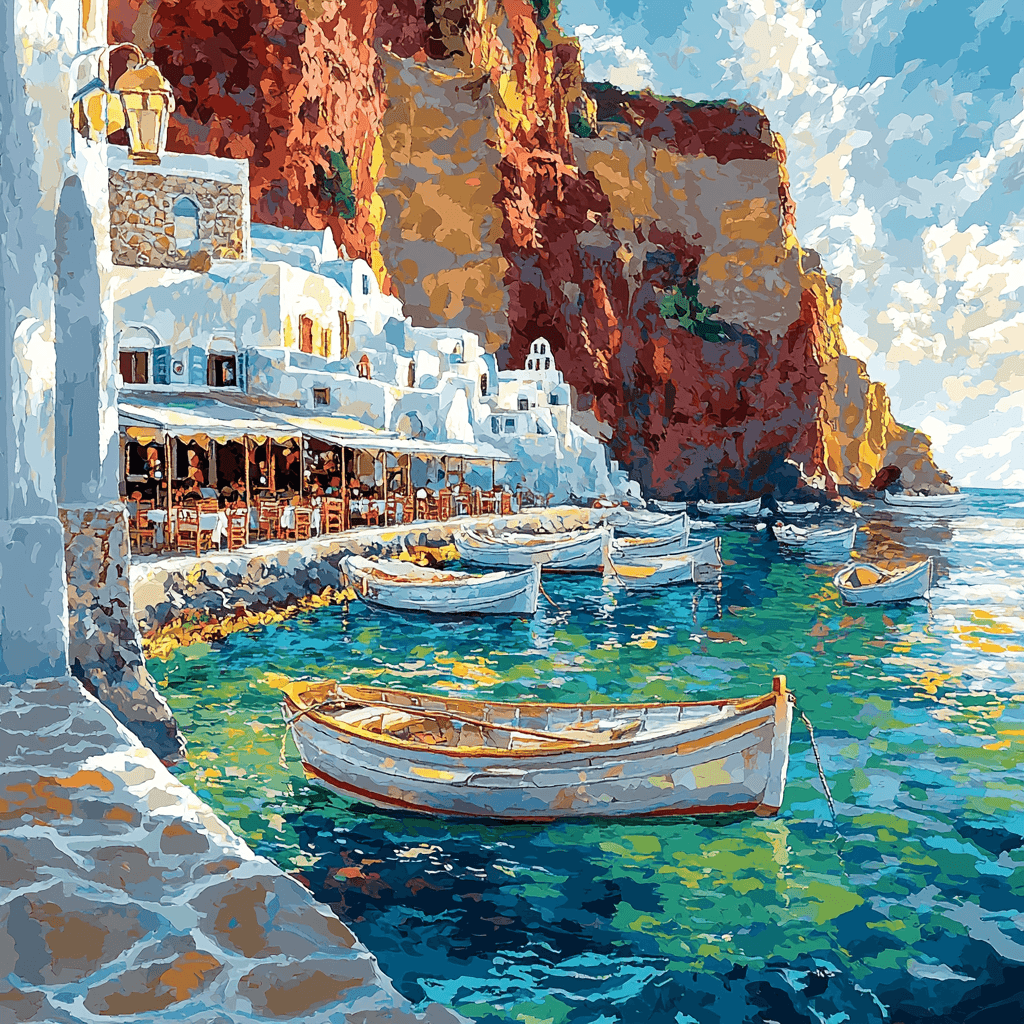 Santorini Ammoudi Bay - Greece Paint By Numbers Kits