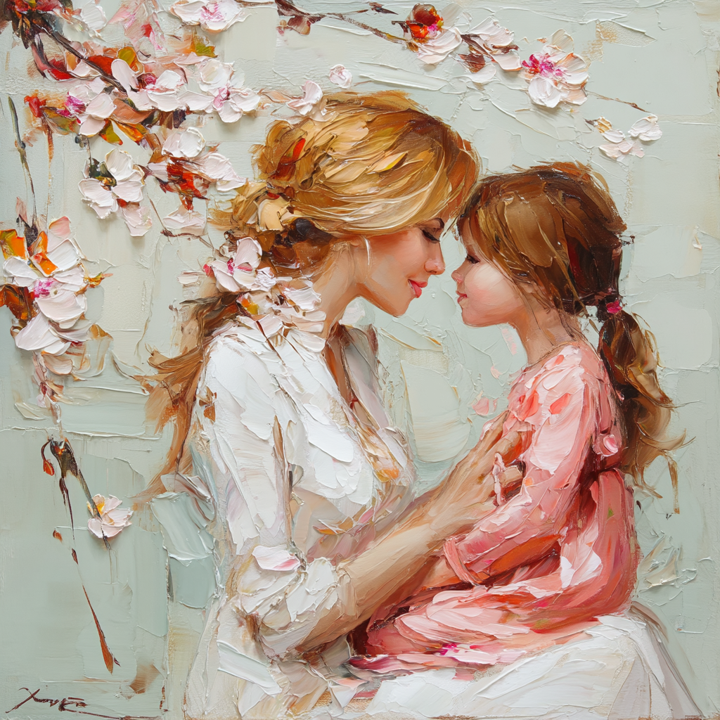 Cuddles Under The Cherry Blossoms Painting Number Kit