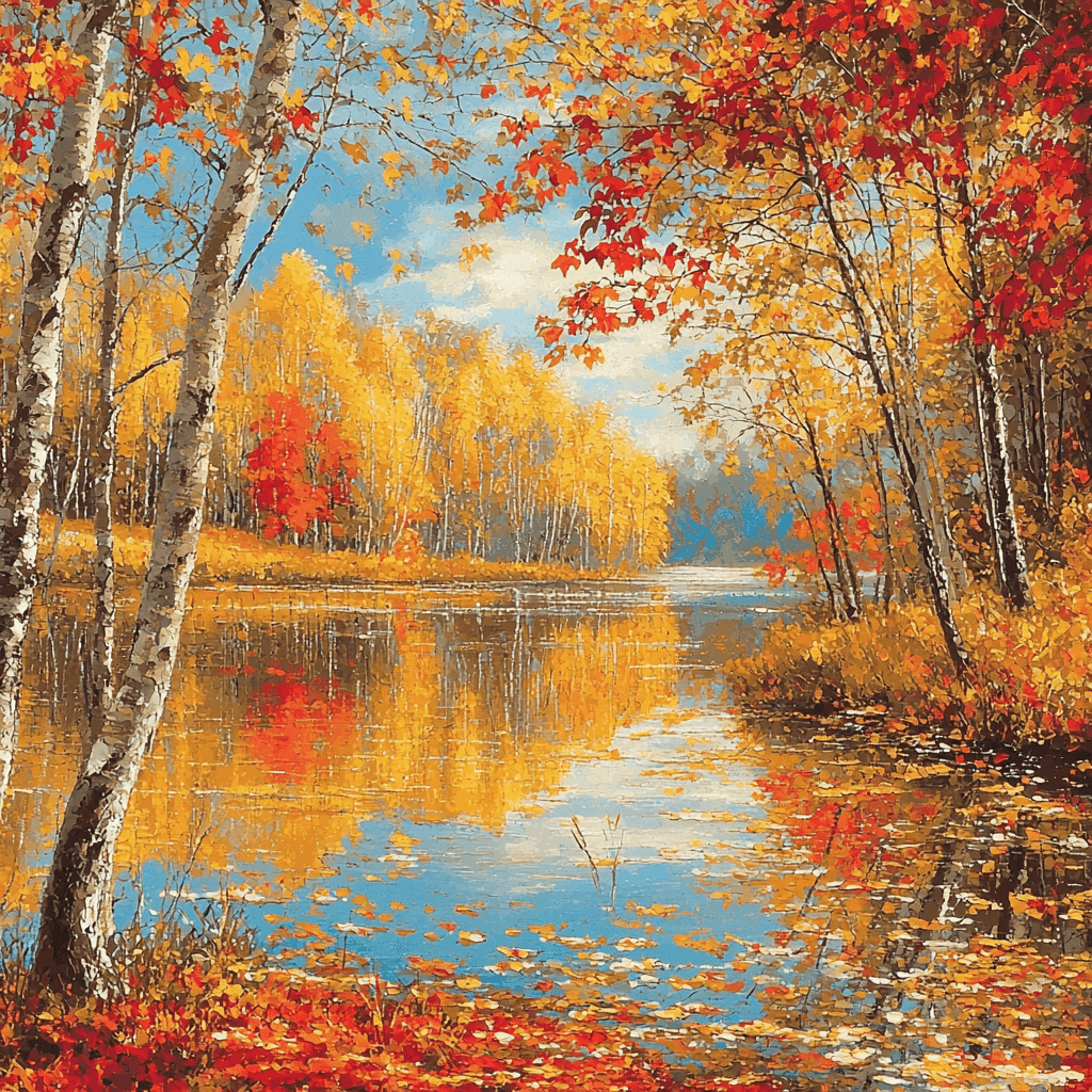 Claude Monet Inspired Golden Autumn Reflections Paint By Color