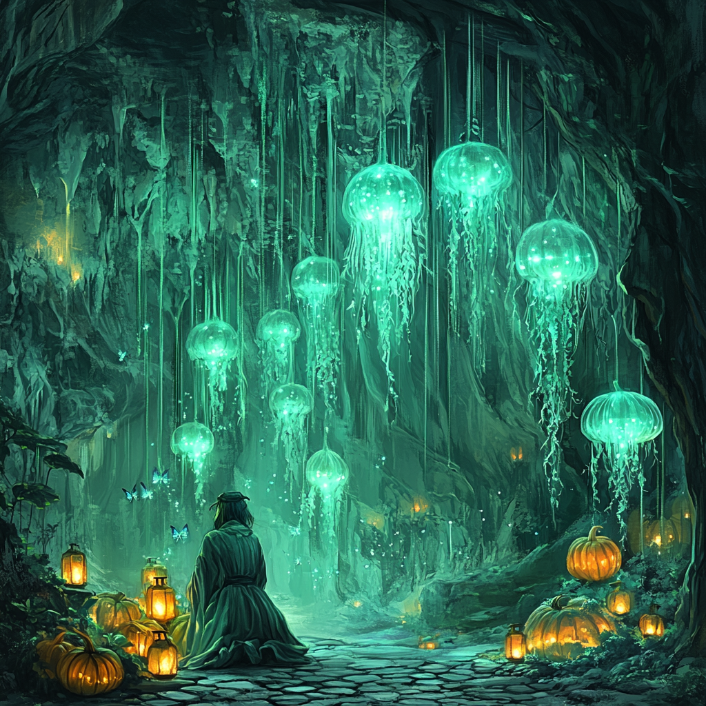 Subterranean Lantern Garden Number painting