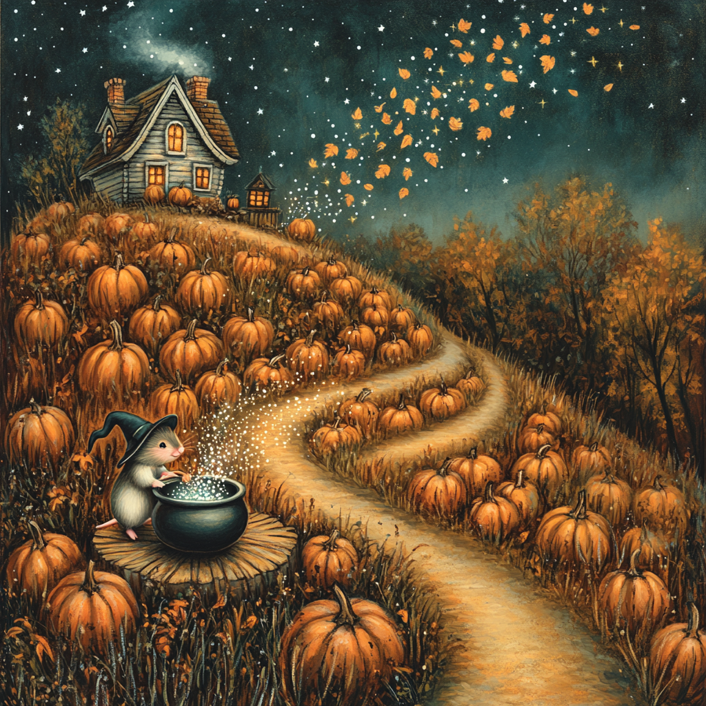 Witchs Cottage On Pumpkin Hill paint by color
