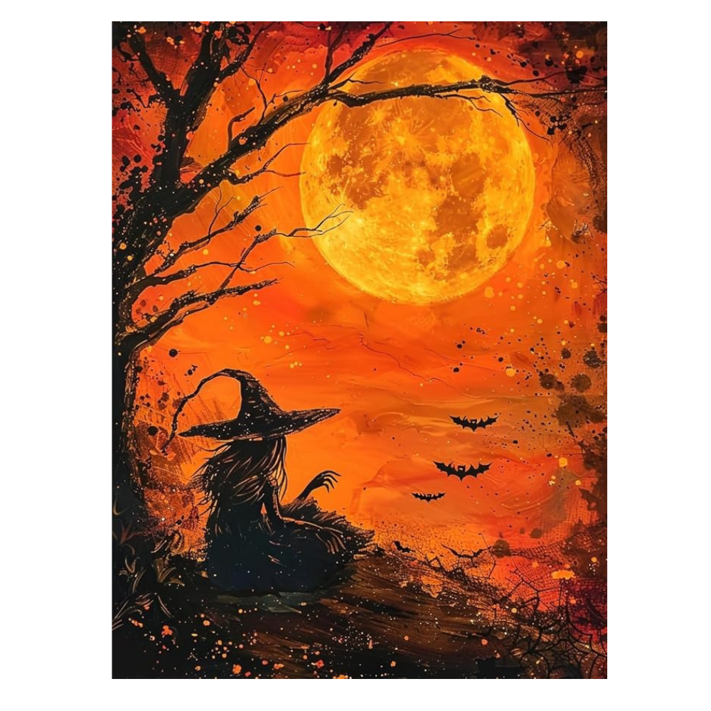 Full Moon Pumpkin Halloween Paint by Numbers