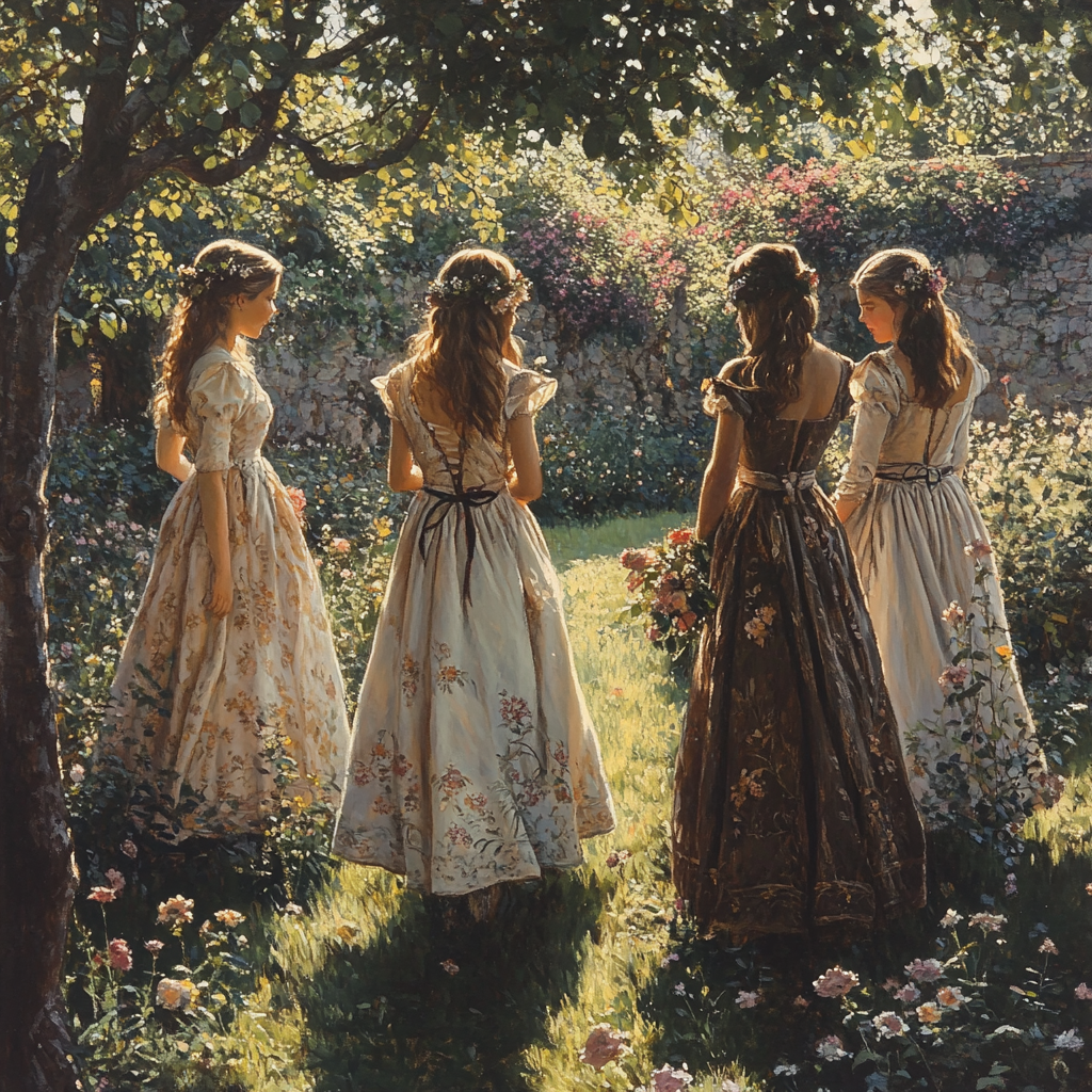 John Everett Millais Inspired Medieval Garden Maidens paint by number
