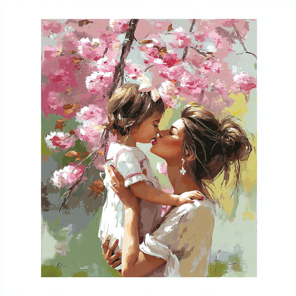 Kiss Under The Cherry Blossoms Paint By Color