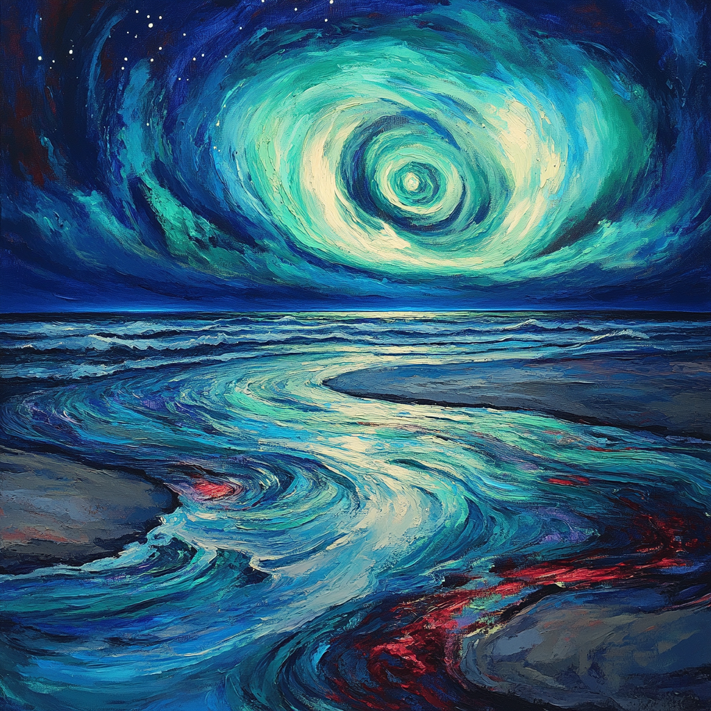 Edvard Munch Inspired Cosmic Tide Under Aurora Painting by numbers kit