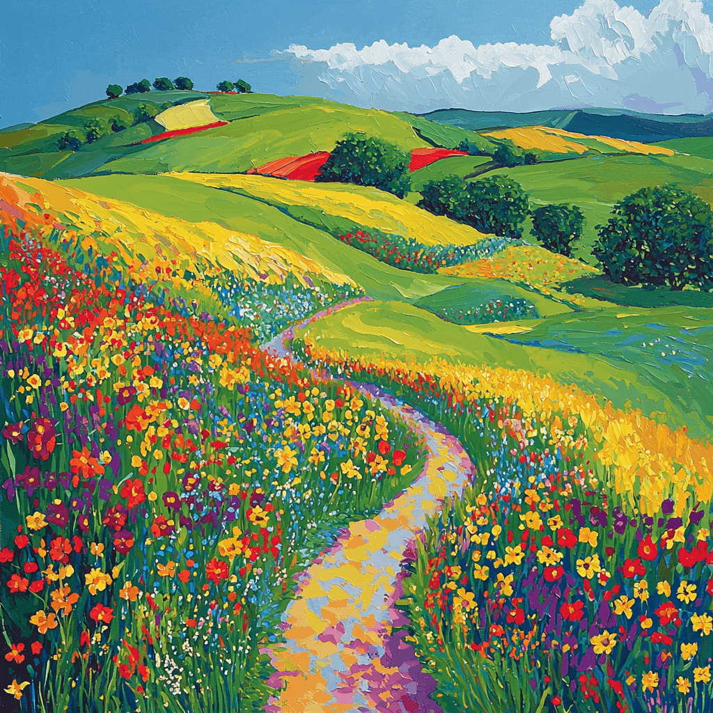 David Hockney Inspired Colorful Countryside Serenade Numbered Painting Kits