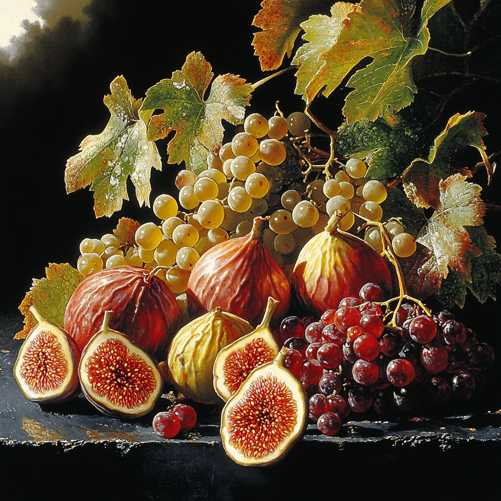Caravaggio Inspired Dramatic Fruit Bounty DIY paint by numbers