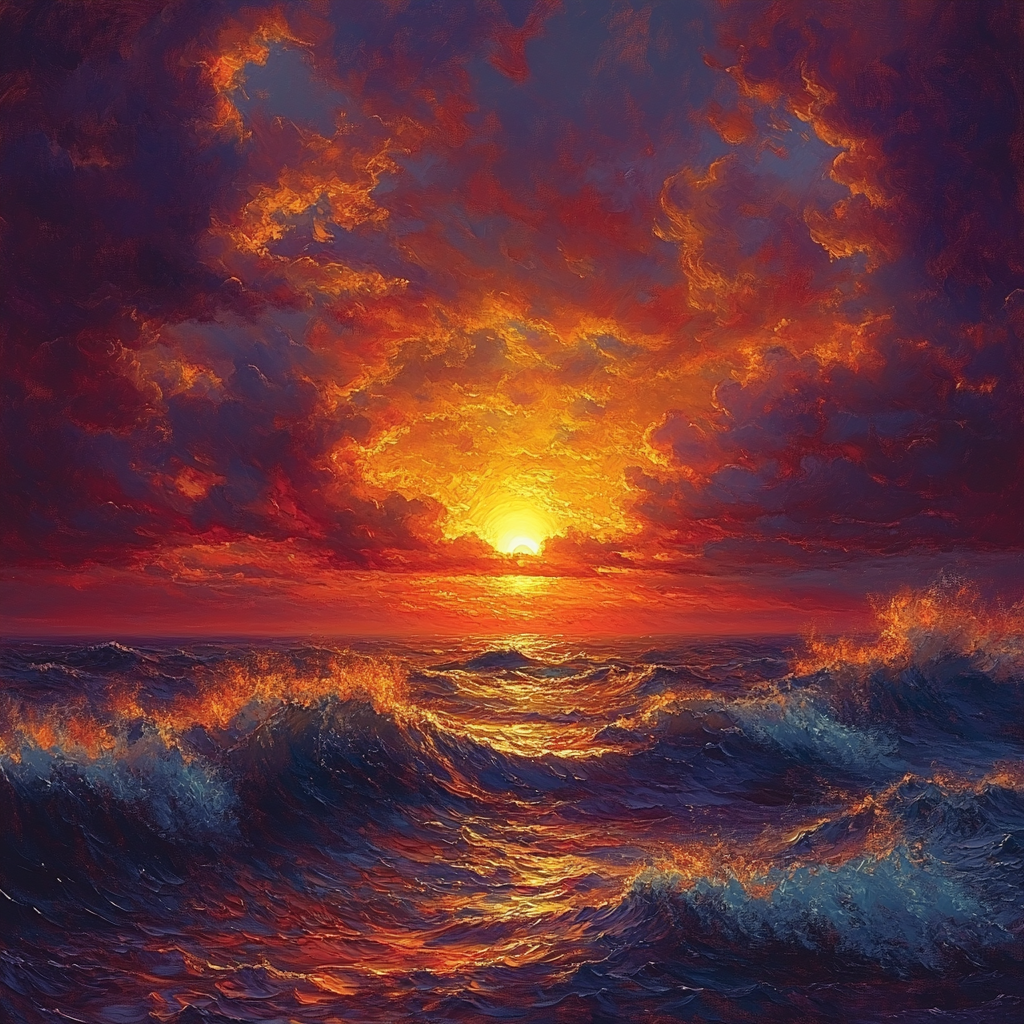 J.M.W. Turner Inspired Ocean Sunset Number painting