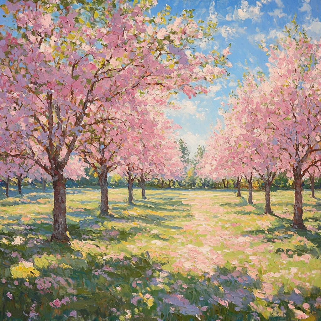 Monet Inspired Blossoming Cherry Orchard painting number kit