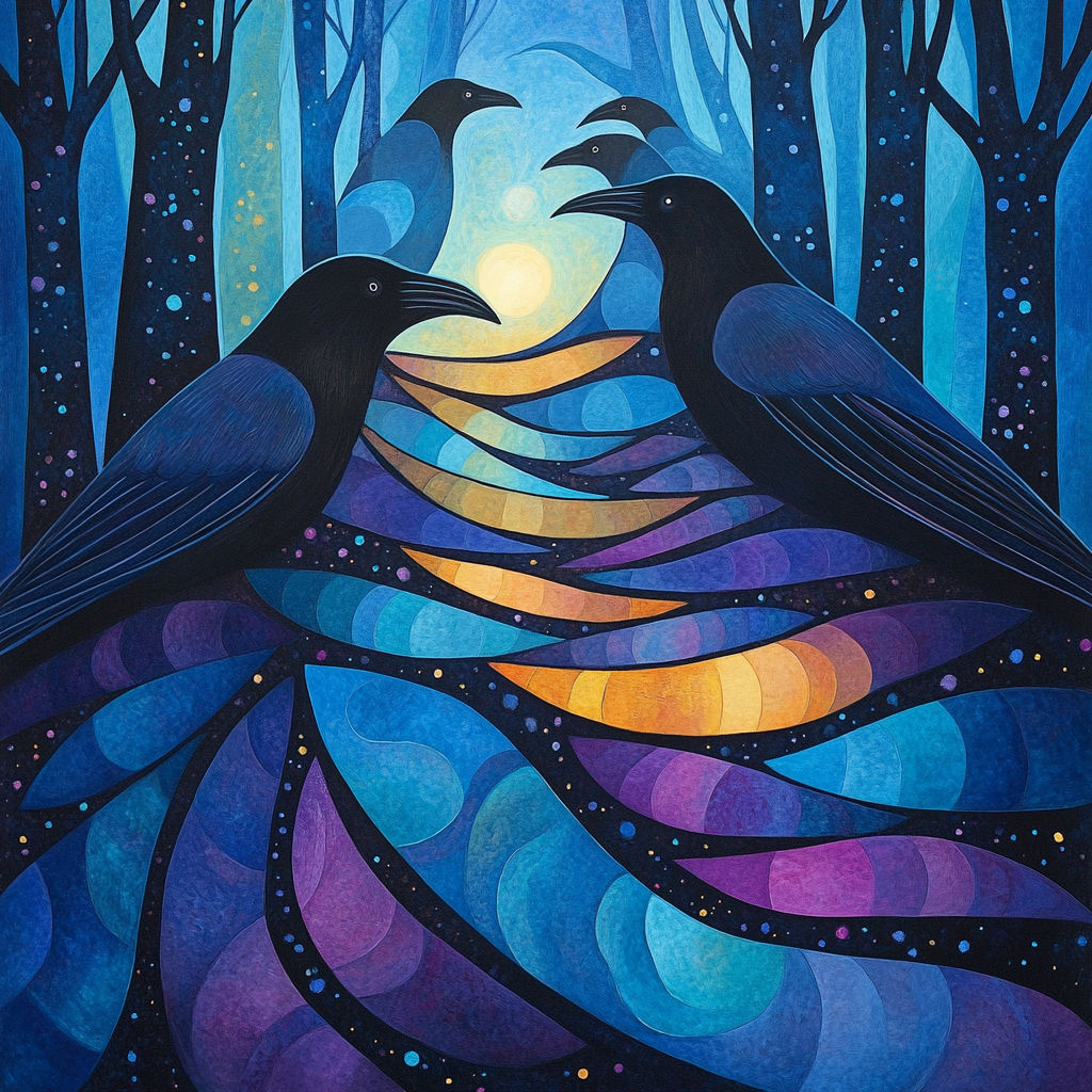 Norval Morrisseau Inspired Ravens Of Aurora Pathways DIY paint by numbers