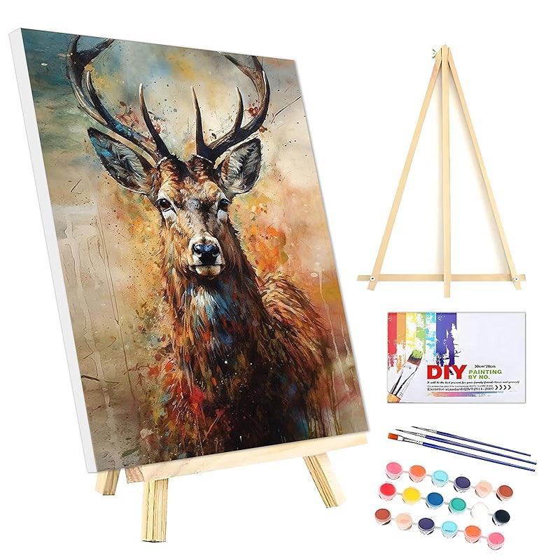 Framed Paint By Numbers Kit Easy Crafts DIY Deer Canvas Art