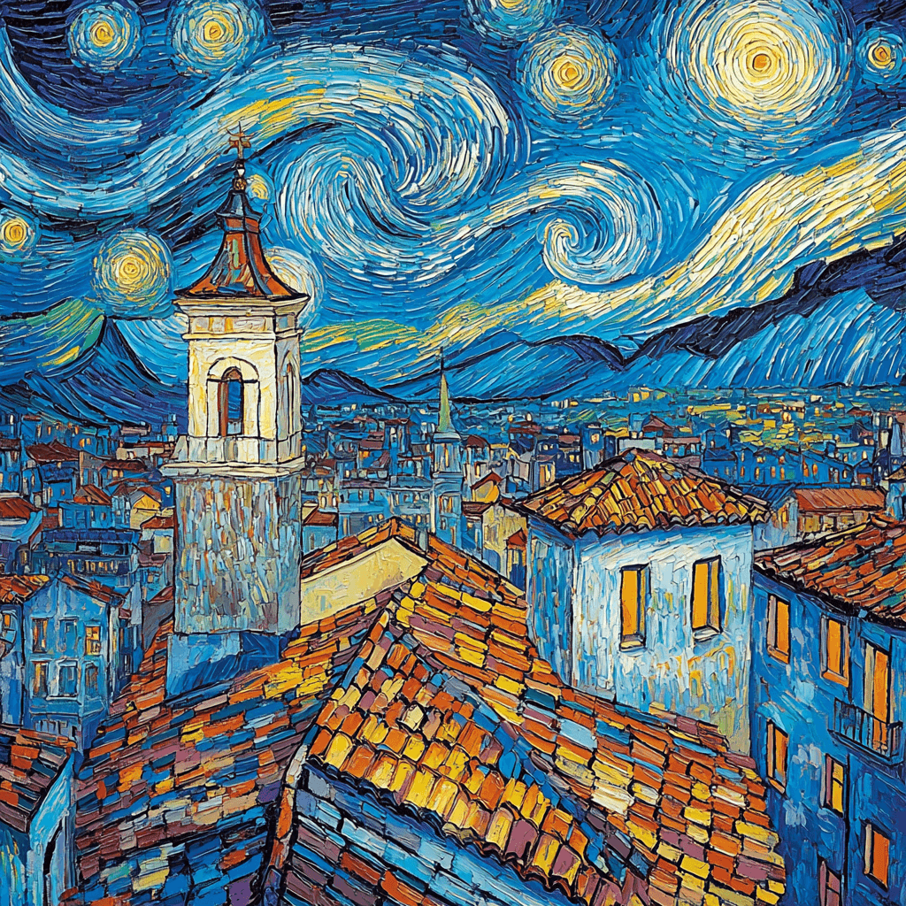 Vincent Van Gogh Inspired Starry Rooftop Escape Painting By Numbers Kit