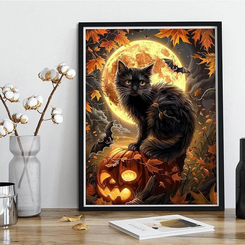 Diamond Art Kits For Halloween With Black Cat Design
