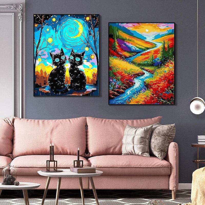 Paint By Numbers Kit Black Cat Canvas Art