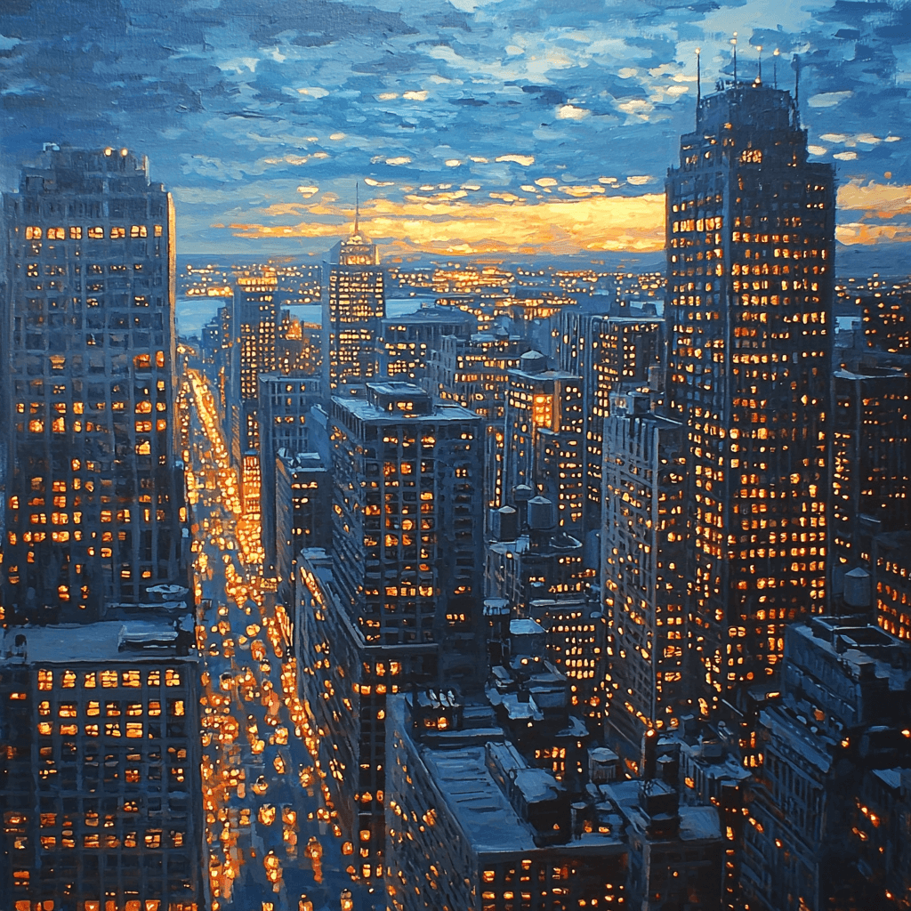 Edward Hopper Inspired Metropolitan Twilight Glow Number Painting