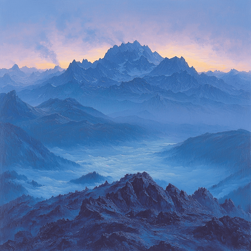 Caspar David Friedrich Inspired Vibrant Mountain Panorama DIY Paint By Numbers
